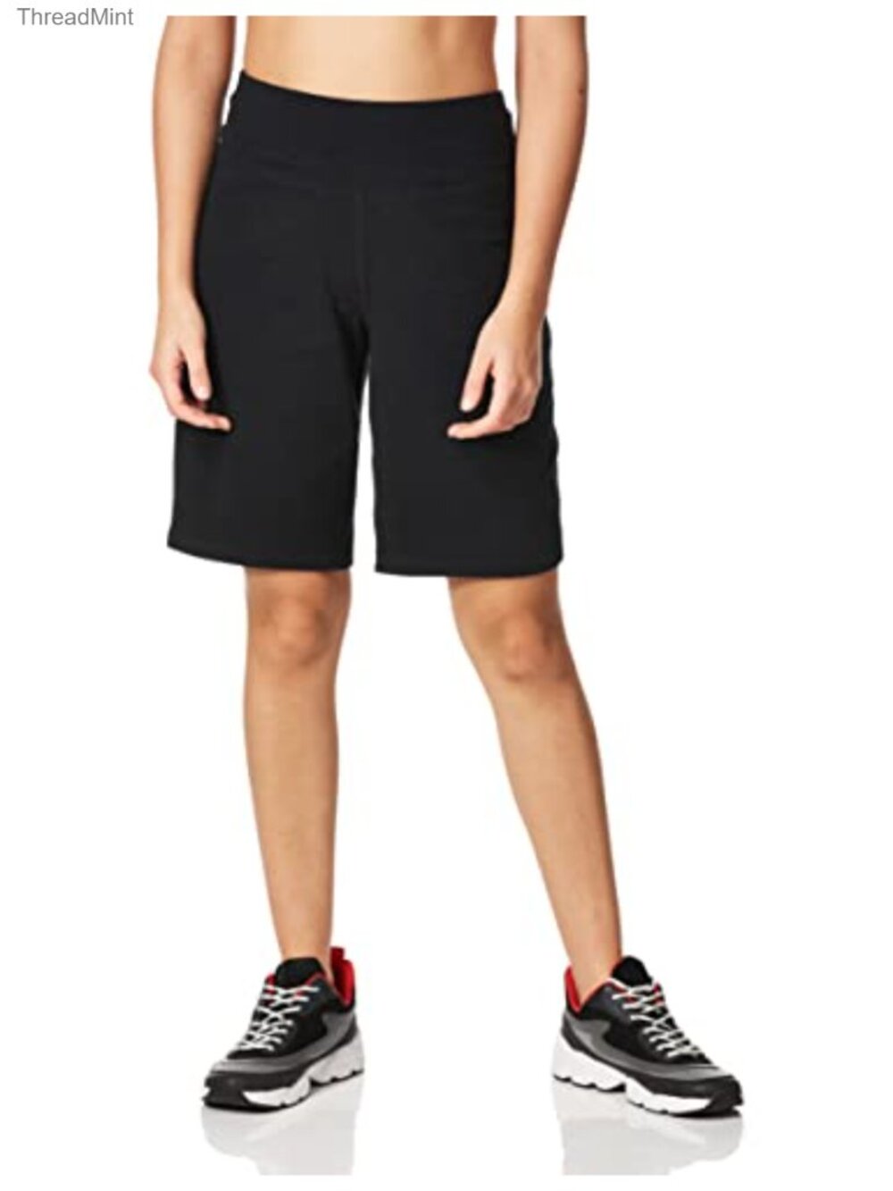 Women's Essential Cotton Spandex Wide Waistband Bermuda Shorts 10" Inseam
